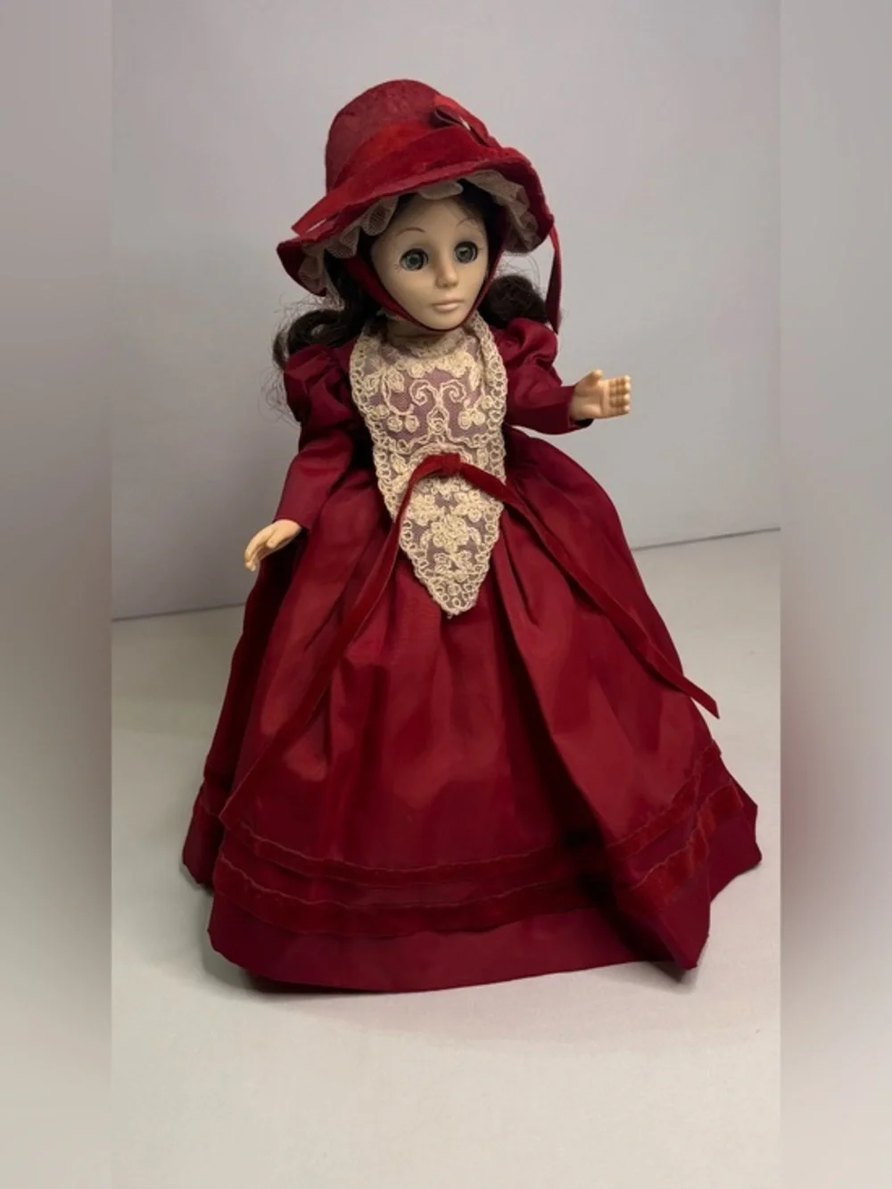 EFF & BEE Classic Red Victorian-Style Doll with Lace Trim
